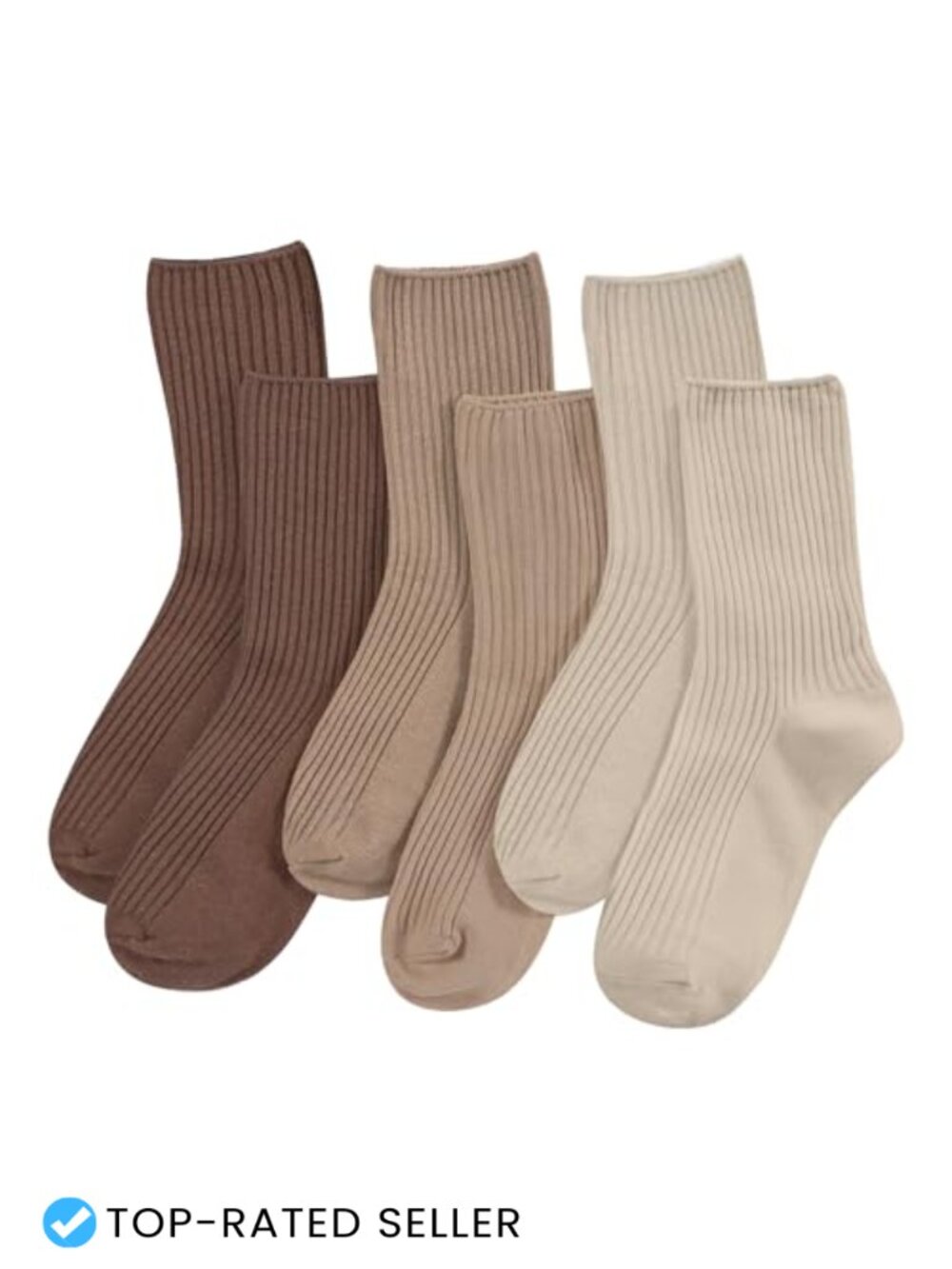 Womens Cotton Crew Socks Size 7-9 6 Pack Fall Casual Workout